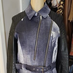 🔥🔥Rebecca MINKOFF 100% ALL Leather Black/blue Women's Jacket